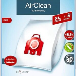 New Miele AirClean 3D Efficiency Vacuum Bags FLM 8 pack plus filters